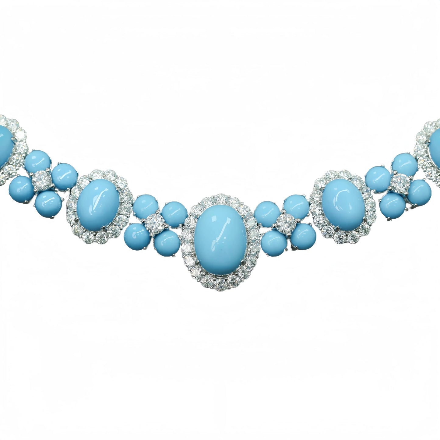 MUSHAN Fine Jewelry Factory 925 Sterling Silver Chain Necklaces Luxury Designer High Carbon Diamond and Turquoise Charm Necklace