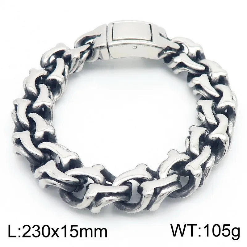 KALEN Men Vintage Matte/Polished 230mm Stainless Steel Avant-Garde Links Bracelet