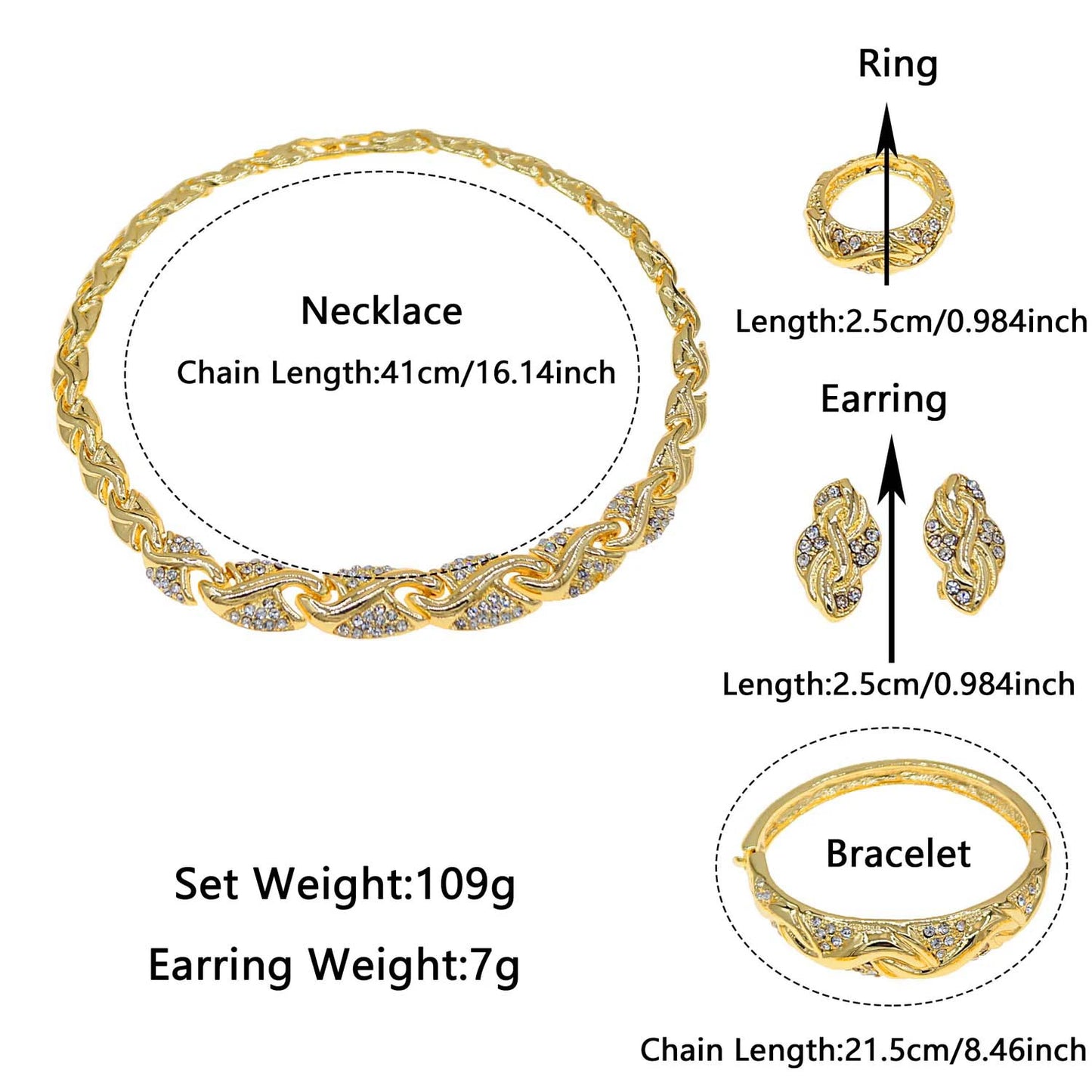 Zhuerrui24K Gold-Plated Fashion Jewelry Set With Diamonds Gorgeous Heavy Industry Exquisite Bride Wedding AccessoriesHD160412