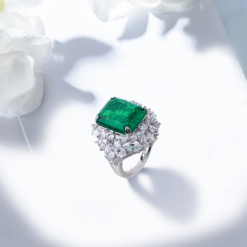 S&S Lab Grown Colombian Emerald 925 Silver Jewellery Set | Ring, Necklace & Earrings | S&S Collection