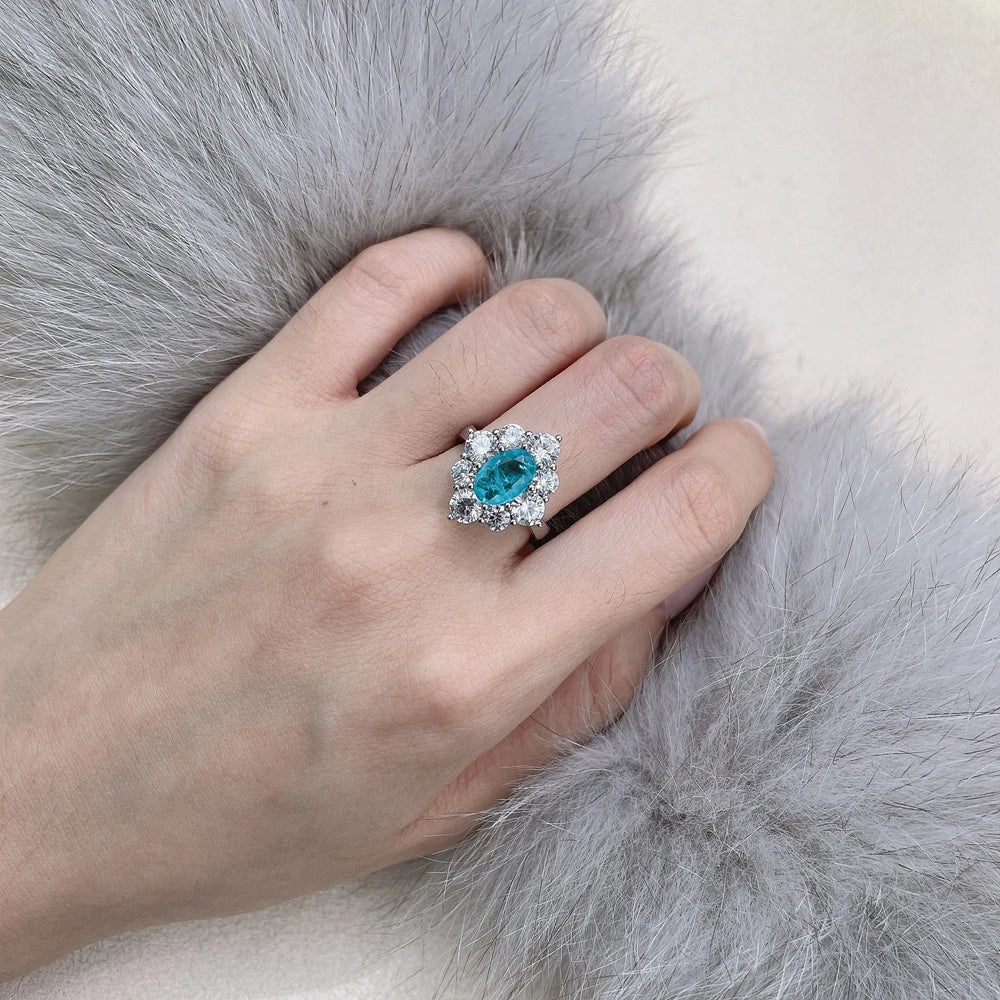 MuShan Jewelry Factory 2026 New Geometry Shaped 6*9 Platinum Plated Women's Ring Luxury Style S925 Wedding Anniversary Party