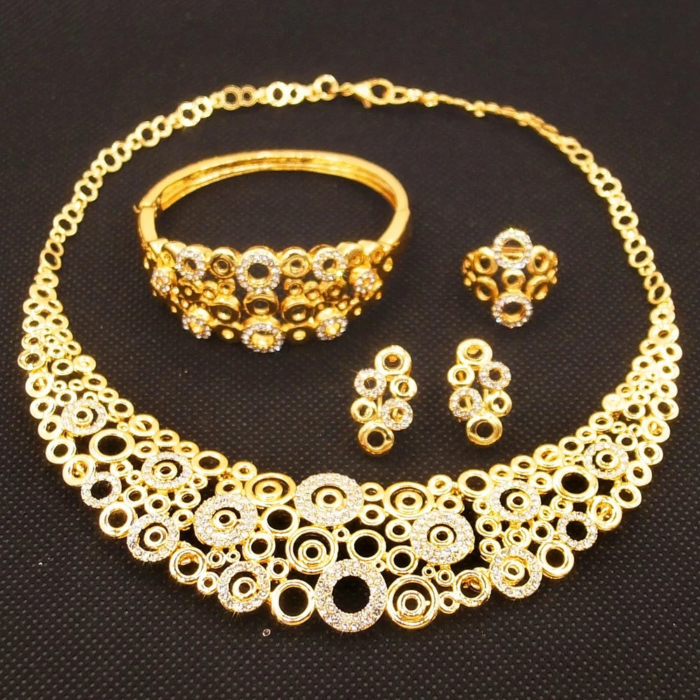 Zhuerrui Hot Sale Butterfly Xoxo Necklace Set Rhinestones Exquisite 4Piece Set Gold Filled Women Bridal Jewelry Set HN21030614