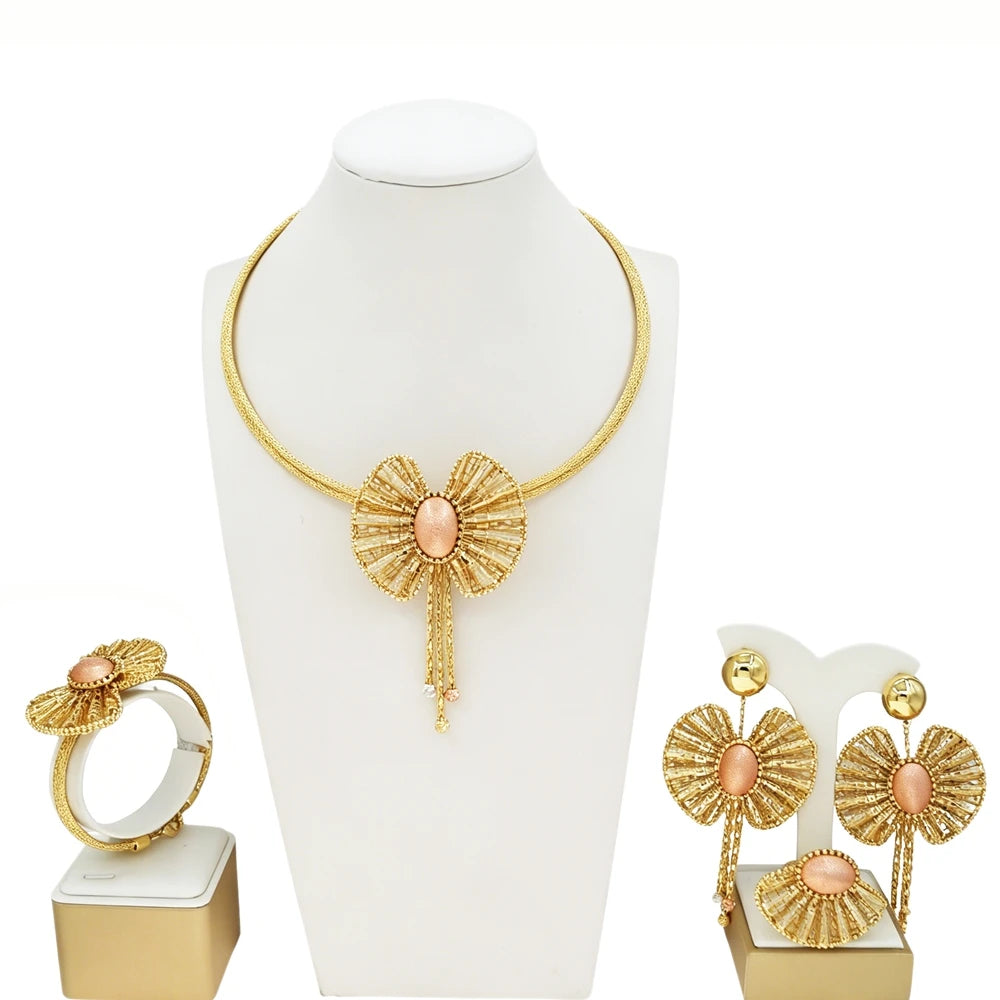 Italian Jewelry Set Alloy Brazilian Jewelry Sets Wedding Party Pendant Necklace Bracelet Ring Earrings Jewelry Set  HS2601925