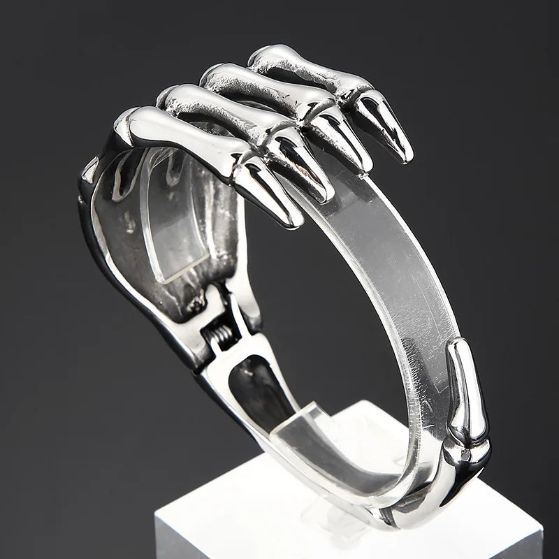 VIKING Mens Skeleton Devil Claw Cuff Bangle – Brushed Stainless Steel