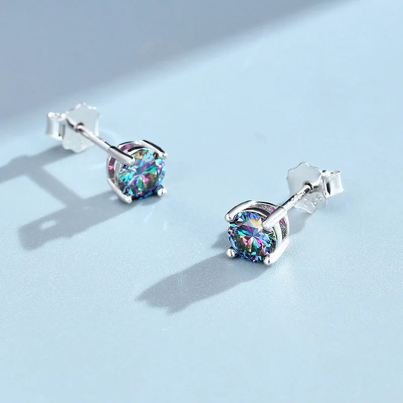 ArtistA Factory Multi-Carat Round Brilliant Moissanite Martini-Set S925 Silver Sleek Sophistication Gender-Fluid Solitaire Stud Earrings