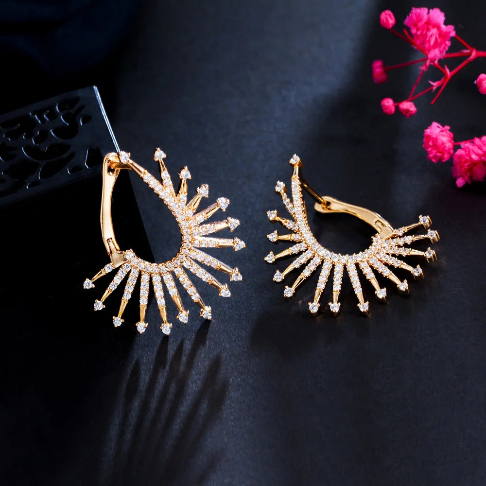 S&S CZ Firework Blossom Big Hoop Earrings – Multicolour & White – 18K Gold Plated – Collection