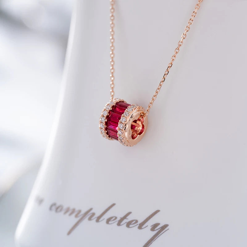 Gemfiori Whole Sale Custom Made Jewelry 18k Real Gold Natural Stone Ruby Jewellery Necklaces
