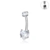 G23 ASTM F136 Titanium Navel Piercing 14G Belly Button Ring Double Heart Zircon Inlay Women Fashion Body Jewelry