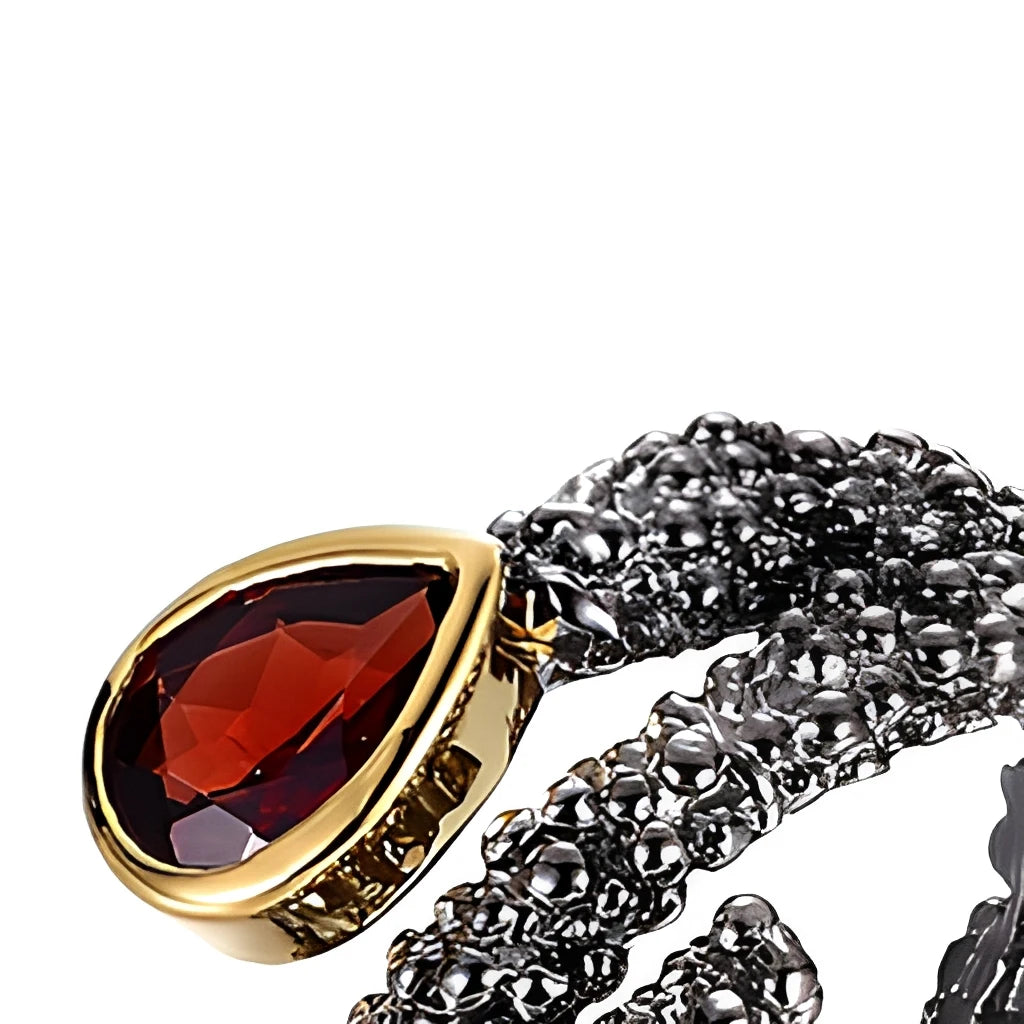 Handmade Garnet Gold Plated 925 Sterling Silver Ring Jewelry