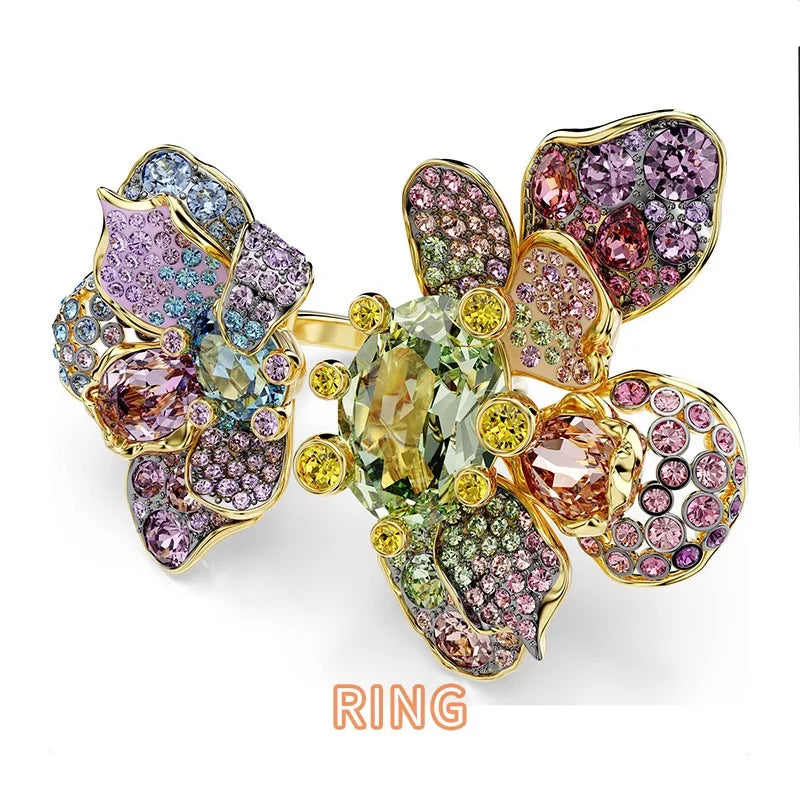 XOTICA Austria Multicolored Series High-Quality Flower-Shaped Crystal Jewelry Set, Jewelry