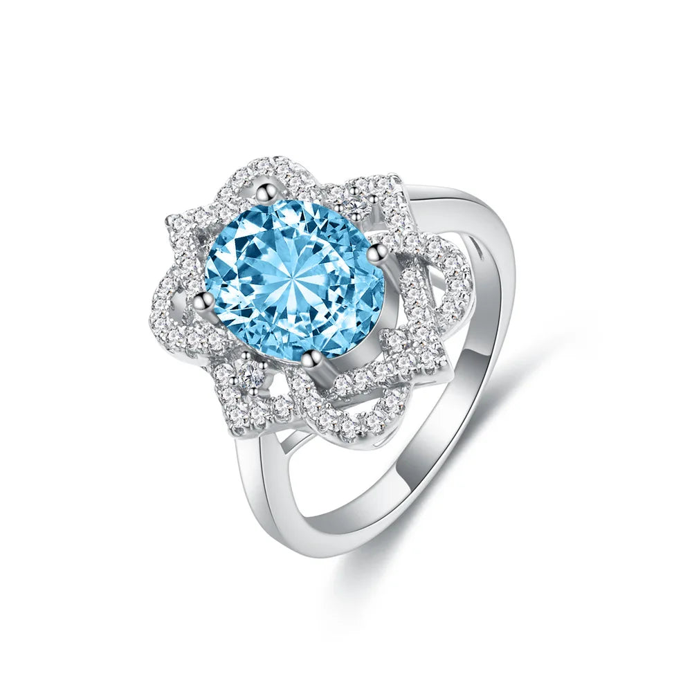 MuShan Jewelry Factory 4 Carat Santa Maria Shallow Sea Blue Gemstone Ring 925 Sterling Silver 8 * 10 Oval High Carbon Diamond