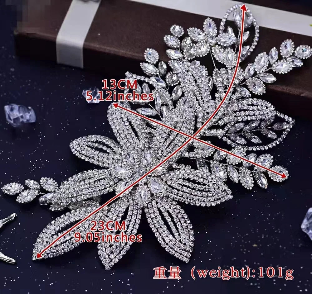 Feishiluo Luxury Cubic Crystal Hair Crown Tiara Soft Wedding Bridal Hairband Accessory