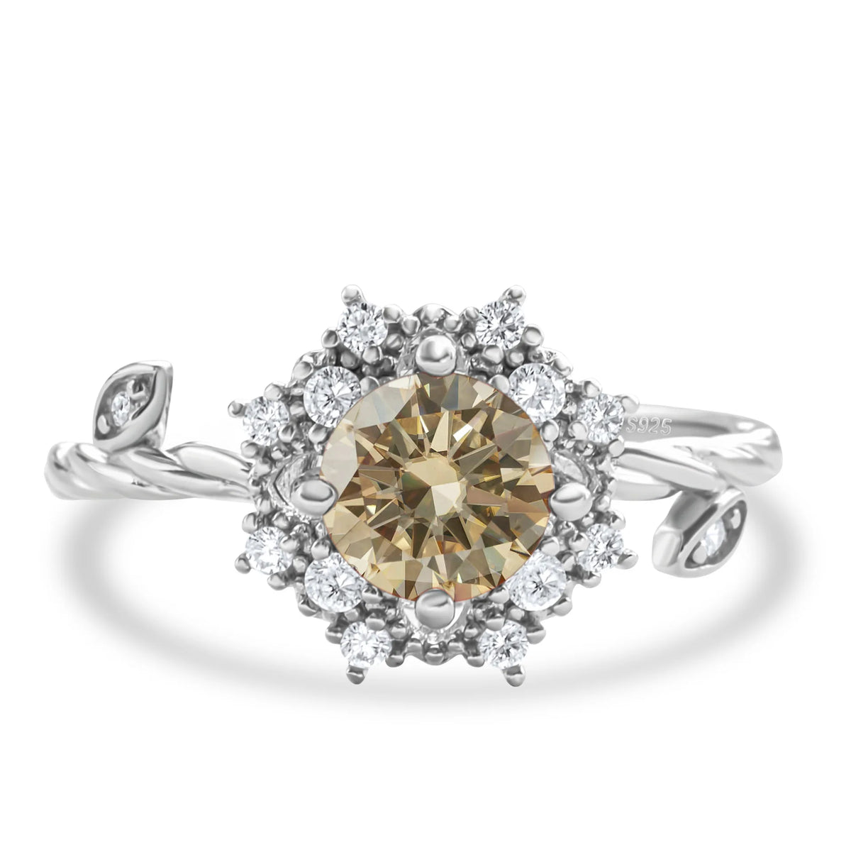 ArtistA Popular Fashion Jewelry 925 Sterling Silver Brilliant Round Cut 1CT VVS GRA Colored Moissanite Flower Rings for Women