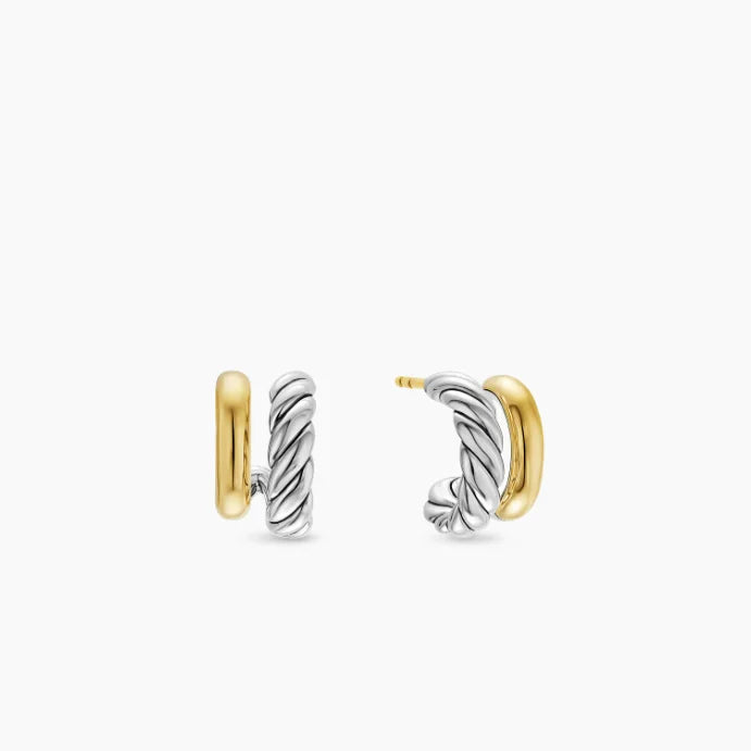 FASHIONISTA DY High-Quality Silver-Plated 13.5mm Silver Double Hoop Earrings. Gold-Plated Earrings. Jewelry.