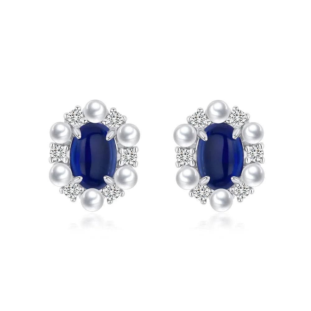MUSHAN Jewelry Factory Wish Is Selling Hot 925 Silver 1ct Egg Shaped 5*7 Lab Grown Rubies Sapphires Earrings and Earrings