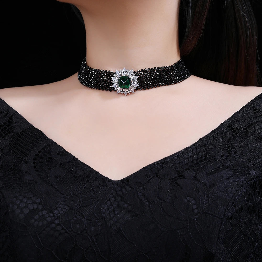 MUSHAN Jewelry Factory Black Spinel Woven Necklace S925 Sterling Silver Multi Layer Necklace European and American Jewelry