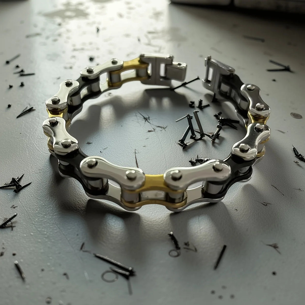 S&S Private Label Unisex Chain & Link Bicycle Motorcycle Bracelet Fashion Stainless Steel Natural Stone Trend Rock Personalized