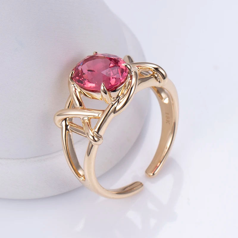 Messi Jewelry MSR-1297 Customized 18K Gold Lab Grown Gemstone Ring Engagement Wedding Band for Women