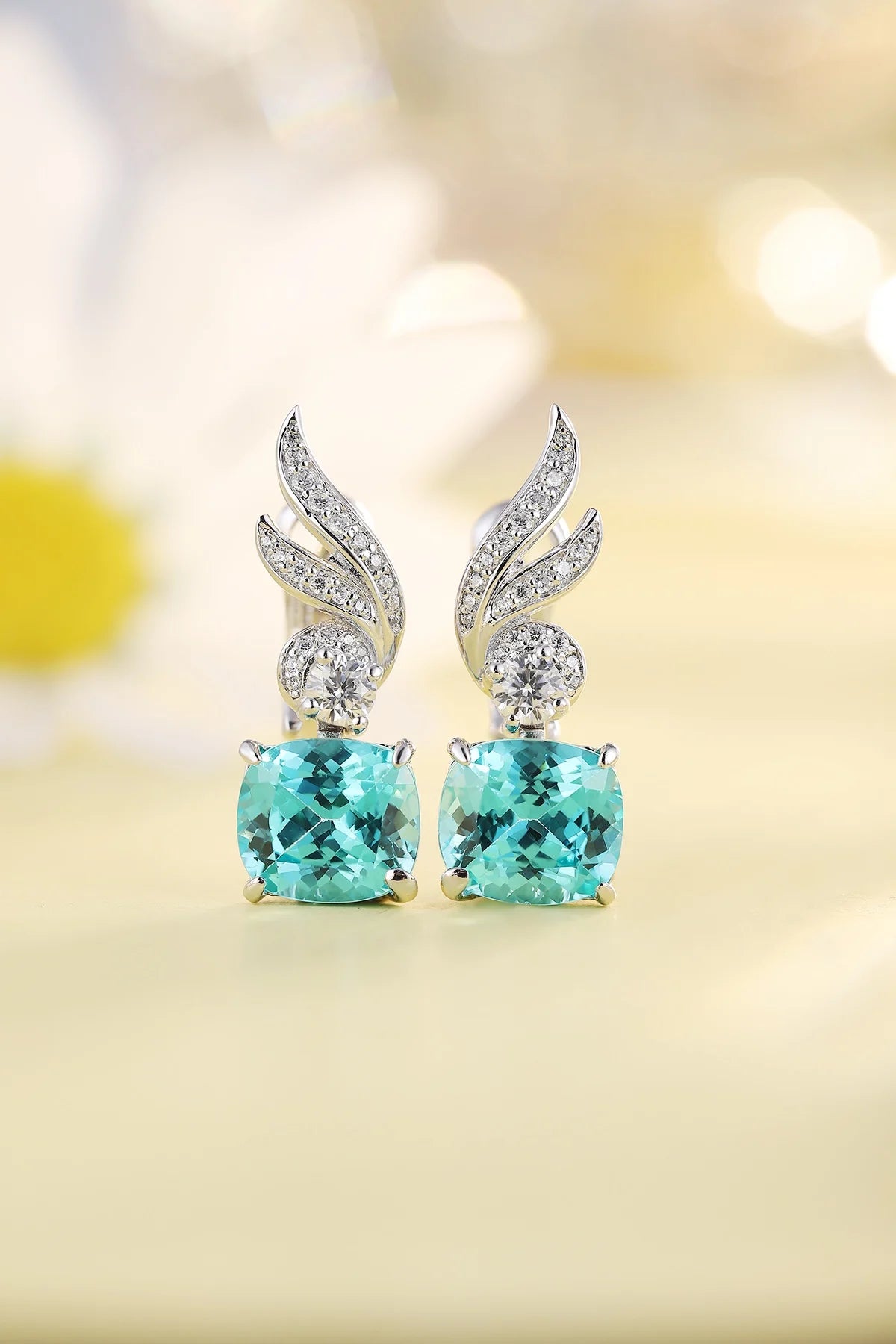 Gemfiori Anster High Quality S925 Lab Grown Paraiba Earring Stud Dainty Gemstone Stud Earrings for Women Daily Wear Gift
