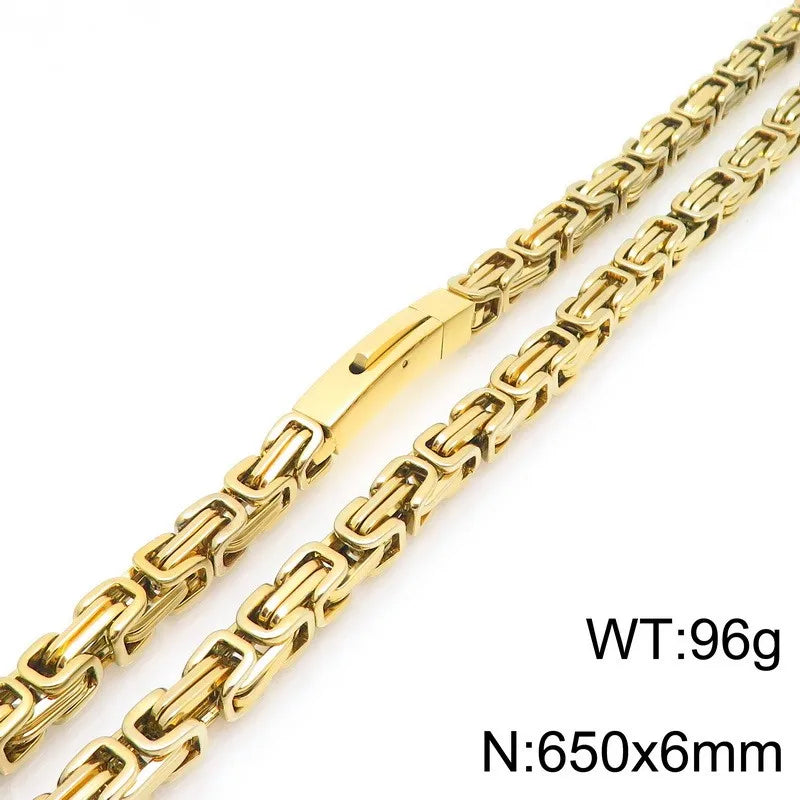 REBEL European American Unique Punk Trendy Vacuum Plated Stainless Steel Imperial Chain Magnetic Buckle Men's Bracelet Set