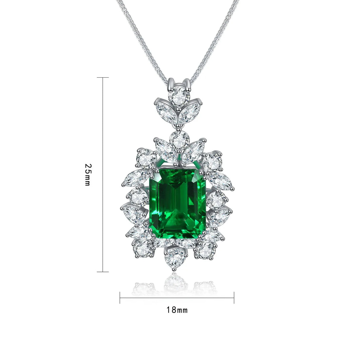 Gemfiori Anster 925 Sterling Silver High-quality Cultivated Emerald Necklace - Suitable for Parties or As a Gift