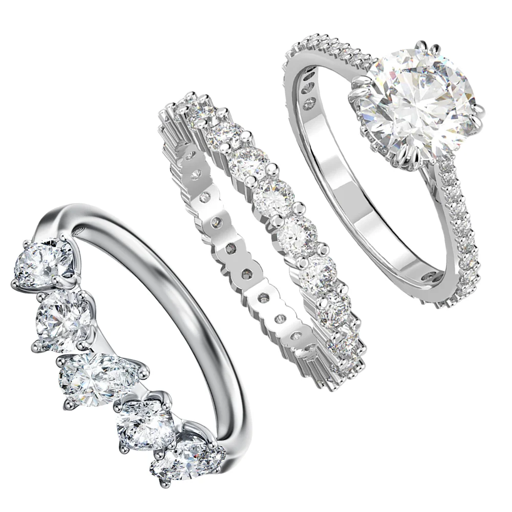 S&S Vintage Fancy Elegant Brass Zircon Ring Long-lasting Bright Shine Wedding Engagement Jewelry for Fashion Women