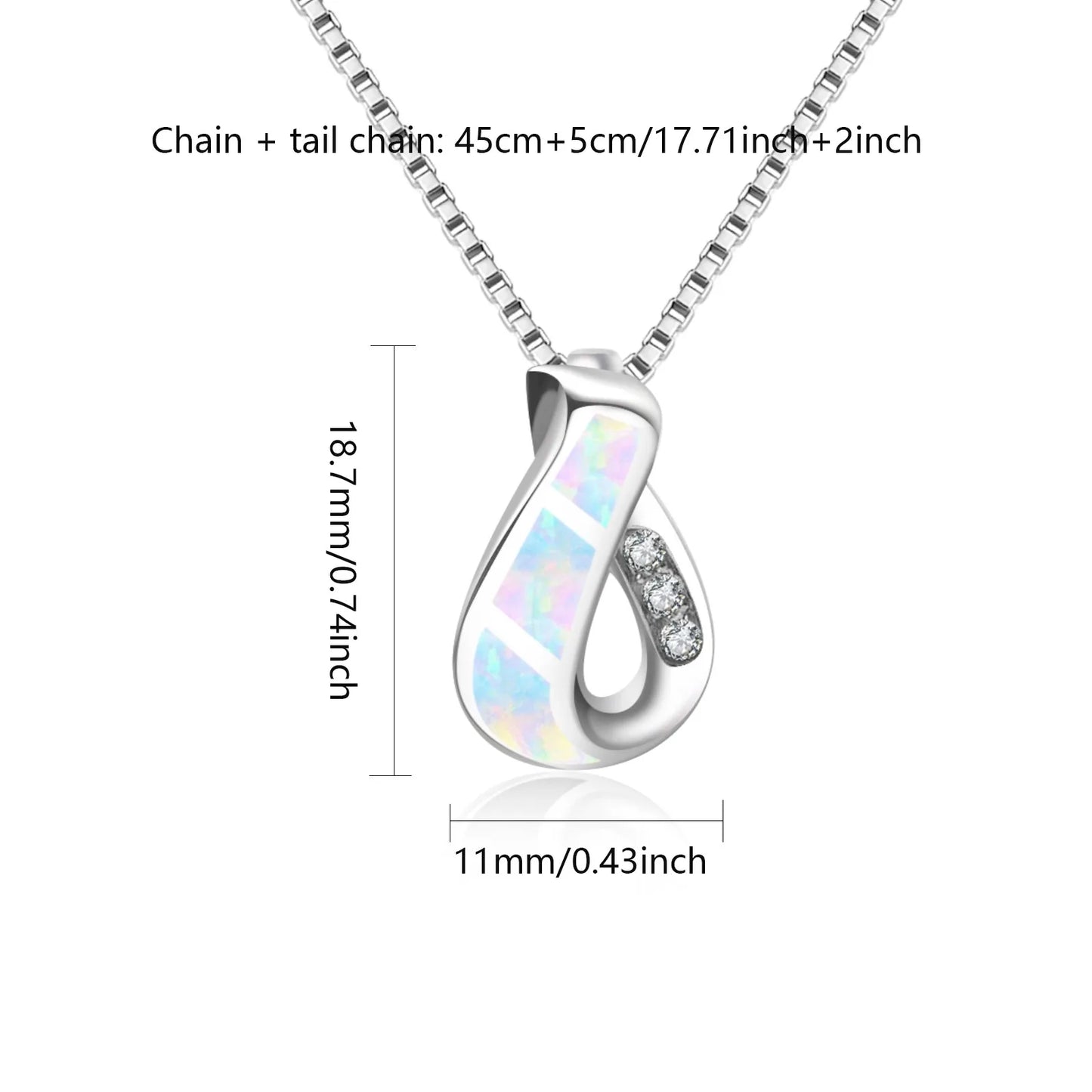 Geometric Opal Copper Box Chain Christian Necklace Aobao Gift