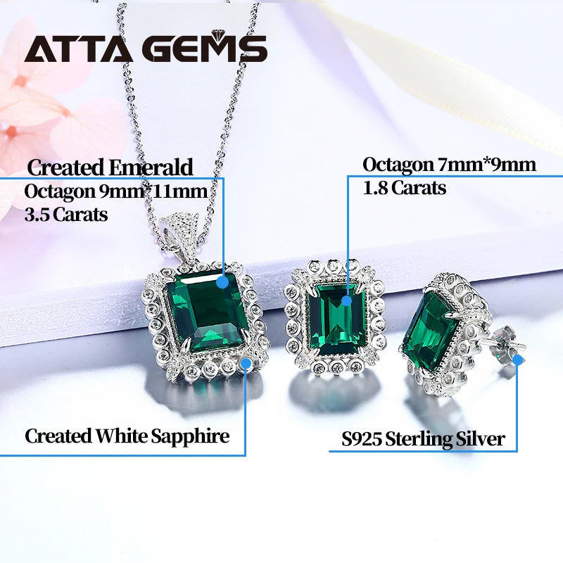 Emerald Jewelry Sets Emerald Rings Earrings Pendant Women Girl Solid 925 Sterling Silver Emerald Gemstones Wedding Engagement