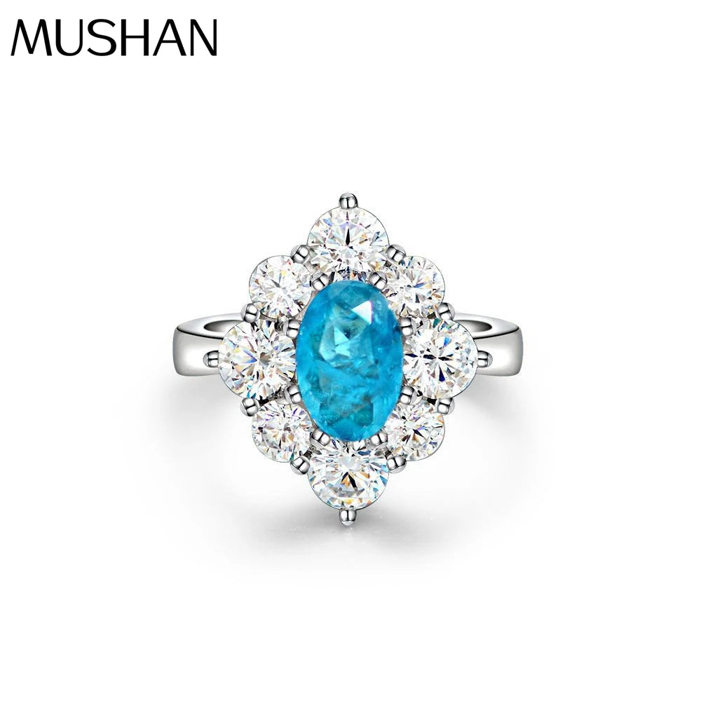 MuShan Jewelry Factory 2026 New Geometry Shaped 6*9 Platinum Plated Women's Ring Luxury Style S925 Wedding Anniversary Party