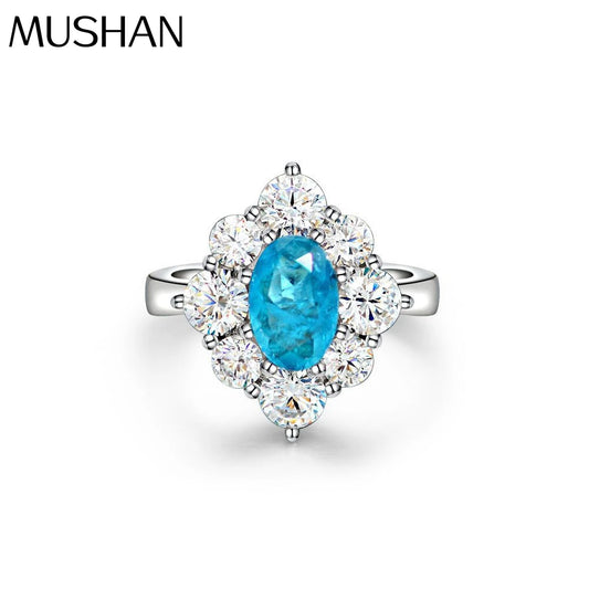 MuShan Jewelry Factory 2026 New Geometry Shaped 6*9 Platinum Plated Women's Ring Luxury Style S925 Wedding Anniversary Party