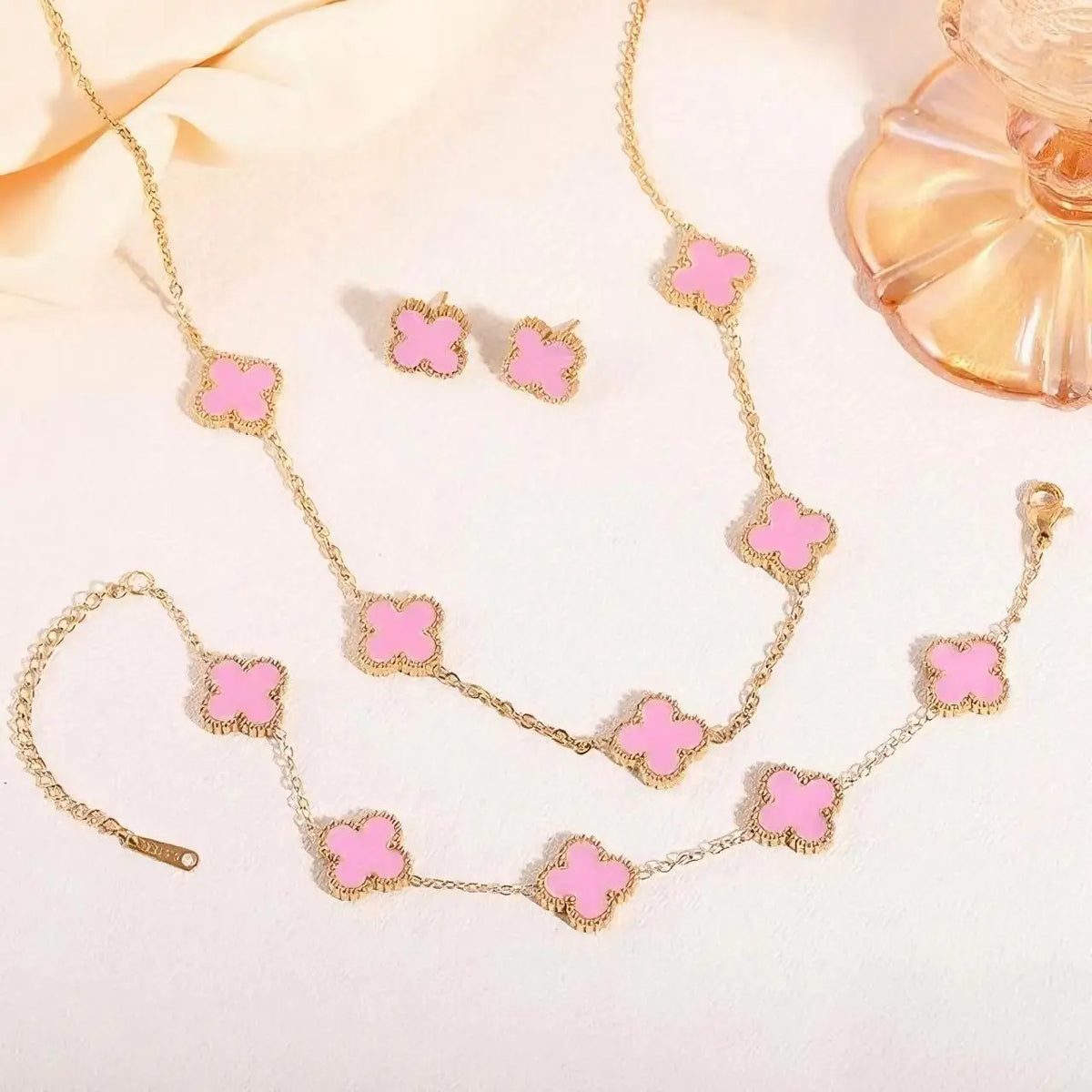 S&S Four-Leaf Clover Necklace, Earring & Bracelet Set – Collection