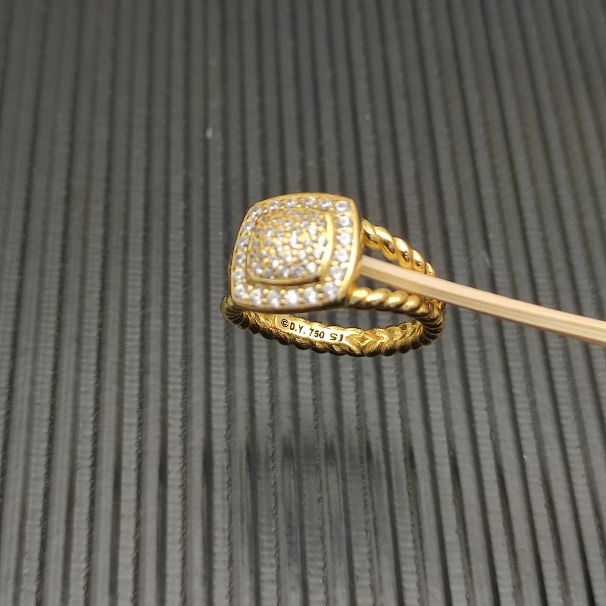 FASHIONISTA DY High-Quality Silver-Plated 14mm Square Diamond-Set Ring, Gold-Plated Colored Gemstone-Set Ring, Jewelry