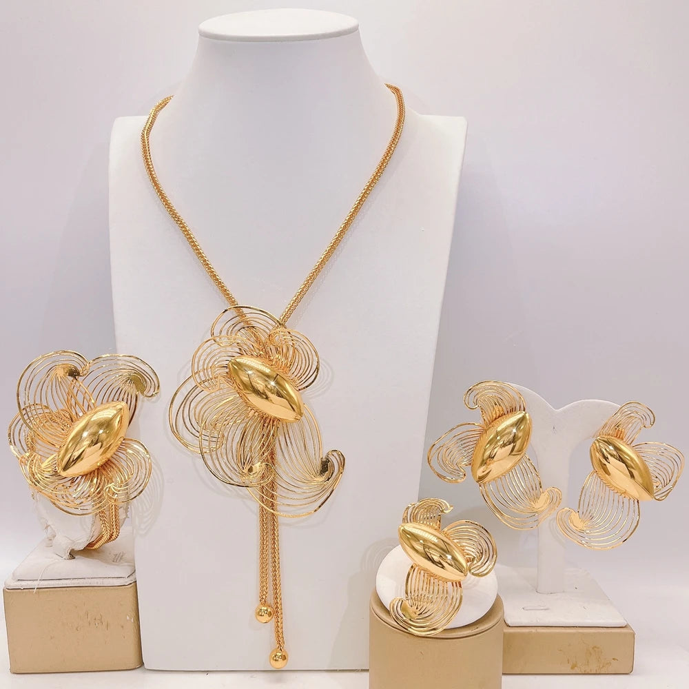 Italian Jewelry Set Alloy Brazilian Jewelry Sets Wedding Party Pendant Necklace Bracelet Ring Earrings Jewelry Set HE2550120