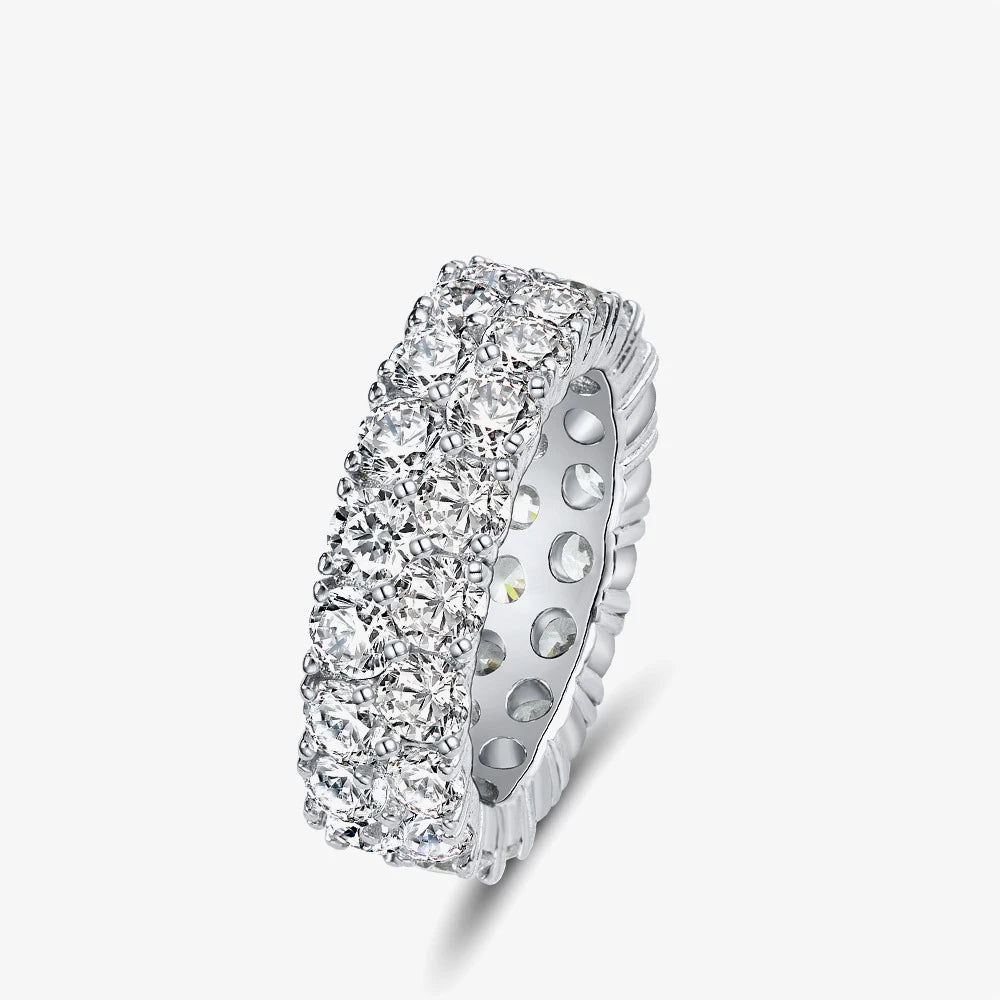 MuShan Jewelry Factory Circular White 3.5mm High Carbon Diamond 0.2 Carat Ring With Double Rows of Full Diamonds