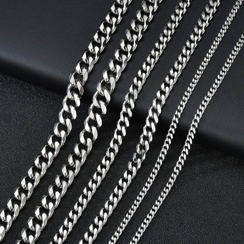 RINNTIN SC36 925 Sterling Silver Chains Hip Hop Jewelry 3.6/5/7mm Chunky Diamond-Cut Cuban Link Chain Necklace for Men Women
