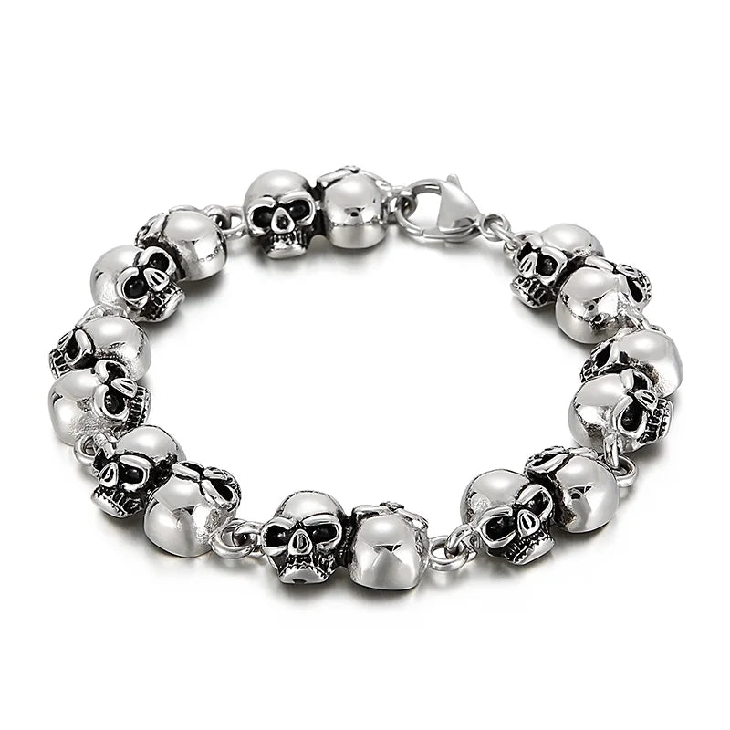 KALEN Punk Fine Jewelry Fashion Bracelets Men Multiple Style Chain Stainless Steel Skull Links Bracelet