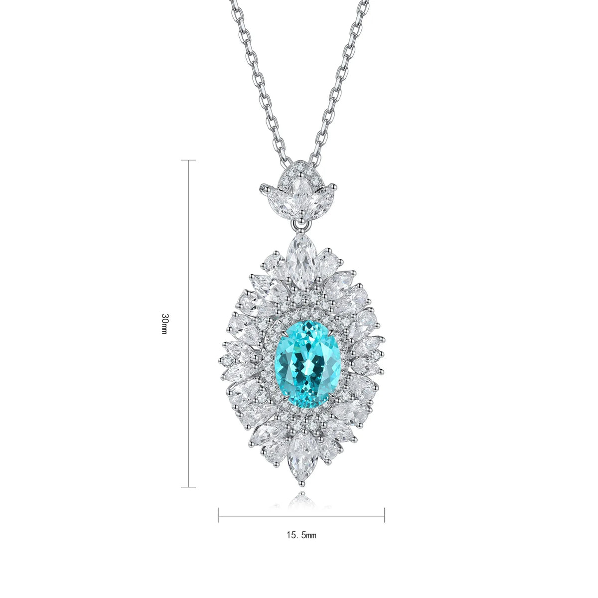 Gemfiori Sterling 925 Silver Lab Grown Paraiba Luxury Colorful Gemstone Set Includes Pendant, Earrings, Ring High End Gift for Her