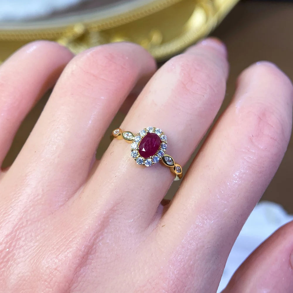 Gioiellieri 925 Sterling Silver Rhodium Plated Gemstone Ring Natural Ruby Prong Set Certified Engagement Anniversary Gift Parties Everyday