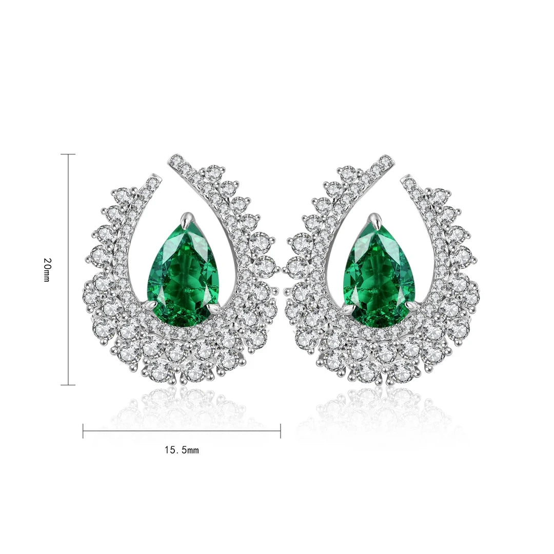 Gemfiori Anster High Quality S925 Lab Grown Emerald Earring Stud Dainty Gemstone Stud Earrings for Women Daily Wear Gift