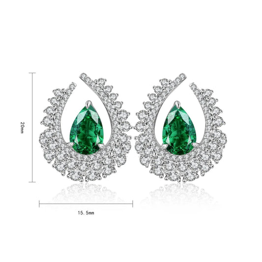 Gemfiori Anster High Quality S925 Lab Grown Emerald Earring Stud Dainty Gemstone Stud Earrings for Women Daily Wear Gift