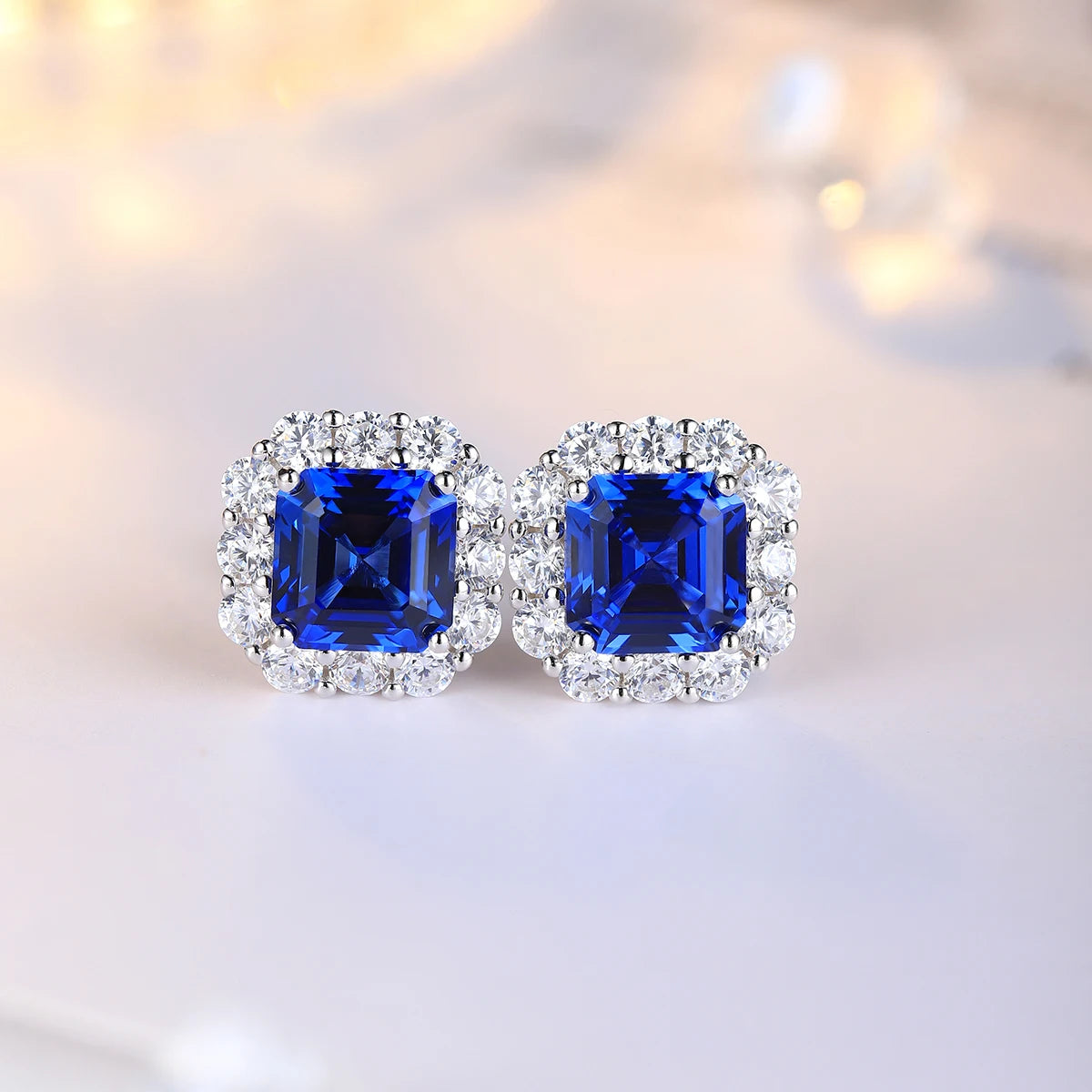 ArtistA Luxury Fancy Design Halo Earring Women Jewelry Lab Gemstone Classic S925 Silver Women Birthday Gift Classic Earring Stud Set