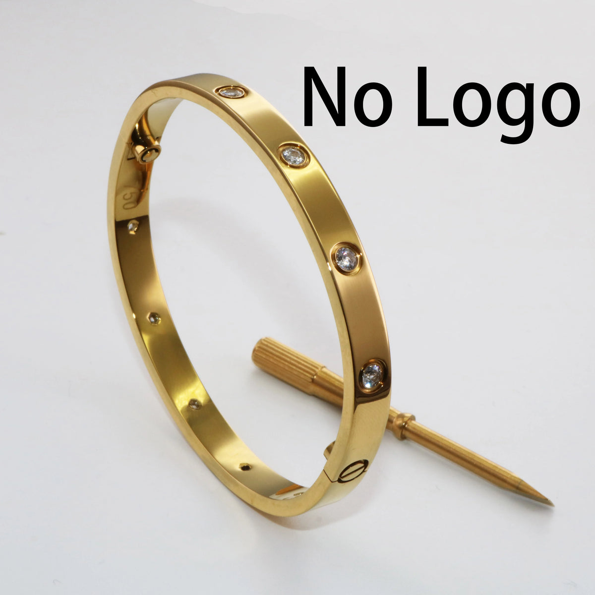 S&S Fashion Zircon Brand Screwdriver Screw Love 316L Stainless Steel 18K Gold Plated Bangle Bracelets for Women and Men
