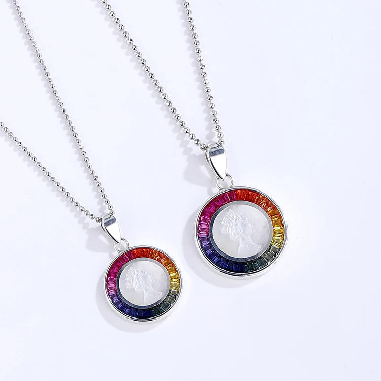 Gemfiori New Arrived A-Z 26 Letters Pendant 925 Sterling Silver Initial Letter Coin Necklace