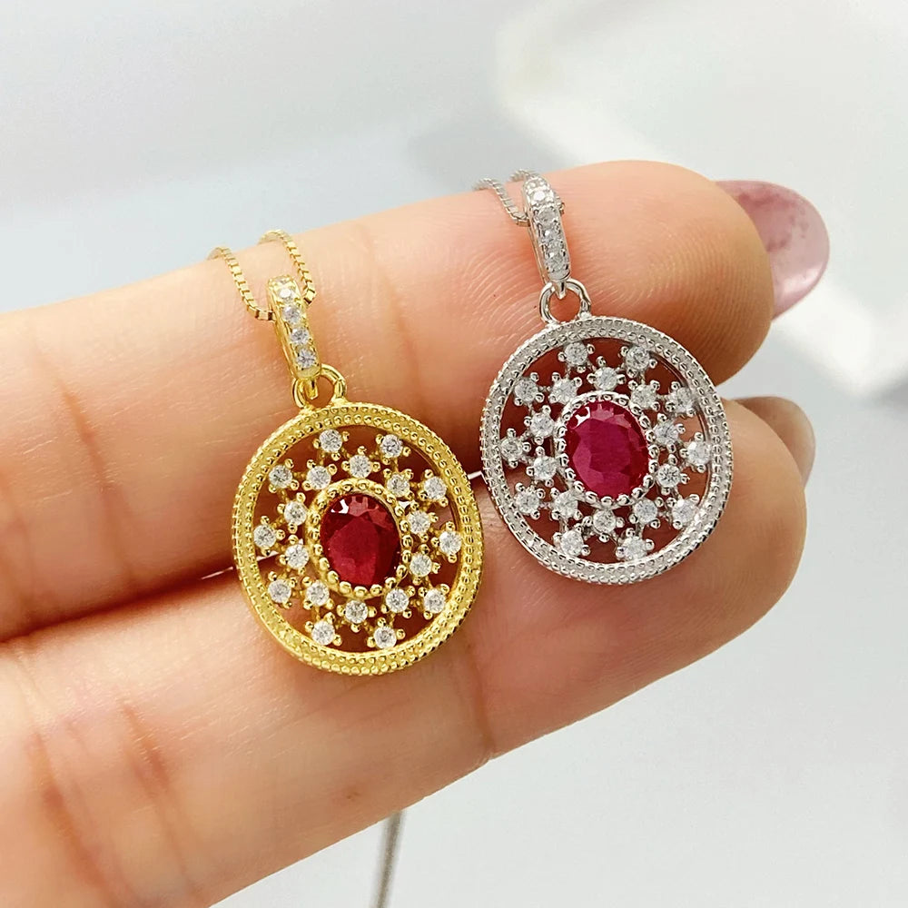 Gioiellieri Teardrop Ruby Pendant with Natural Red Gemstone for Women 925 Sterling Silver July Birthstone Fine Jewelry Elegant Wedding
