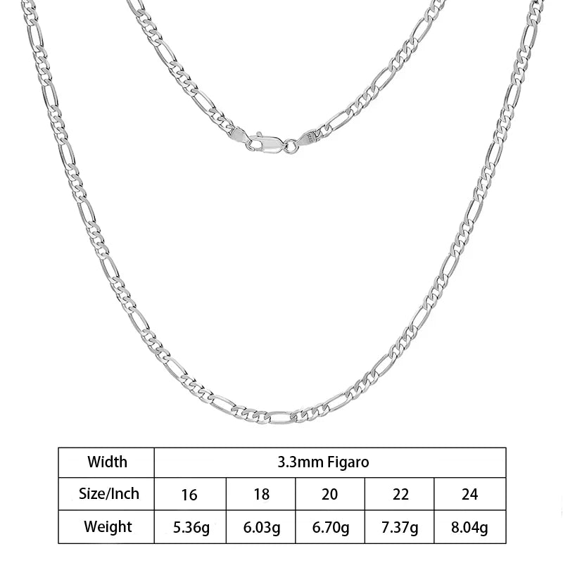 S&S Diamond-Cut Figaro Chain Necklace | 925 Sterling Silver | S&S