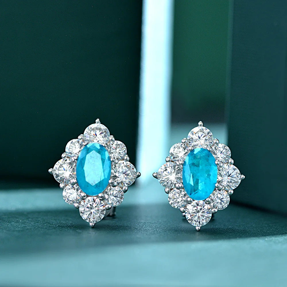 MUSHAN Jewelry Factory 2026 New Model 925 Silver 1.5ct Synthetic 6*9 Stud Earrings European and American Luxury