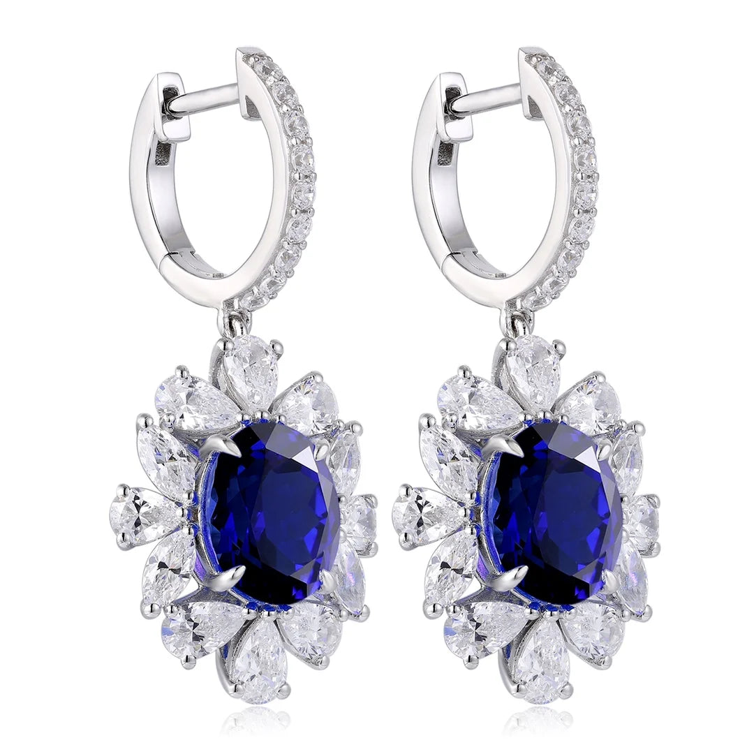 Gemfiori Anster High Quality S925 Lab Grown Sapphire Earring Stud Dainty Gemstone Stud Earrings for Women Daily Wear Gift