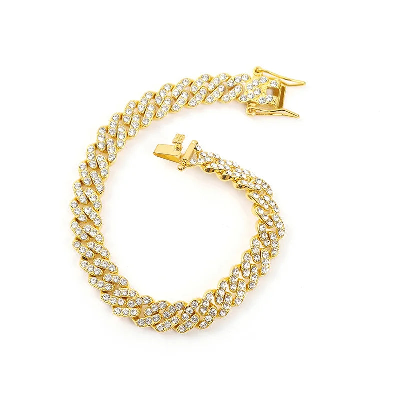 BiG-BOSS Hip Hop 9mm Diamond Cuban Chain Necklace for Men and Women Full Diamond with Zinc Alloy Fashion Charm for Bracelet by Stock
