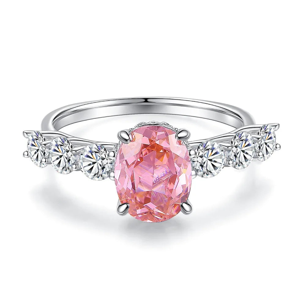 Wholesale Waterproof 5A 8A Pink Cubic Zirconia Rings 925 Sterling Silver OEM ODM Custom Factory Direct Ring Jewelry Manufacturer
