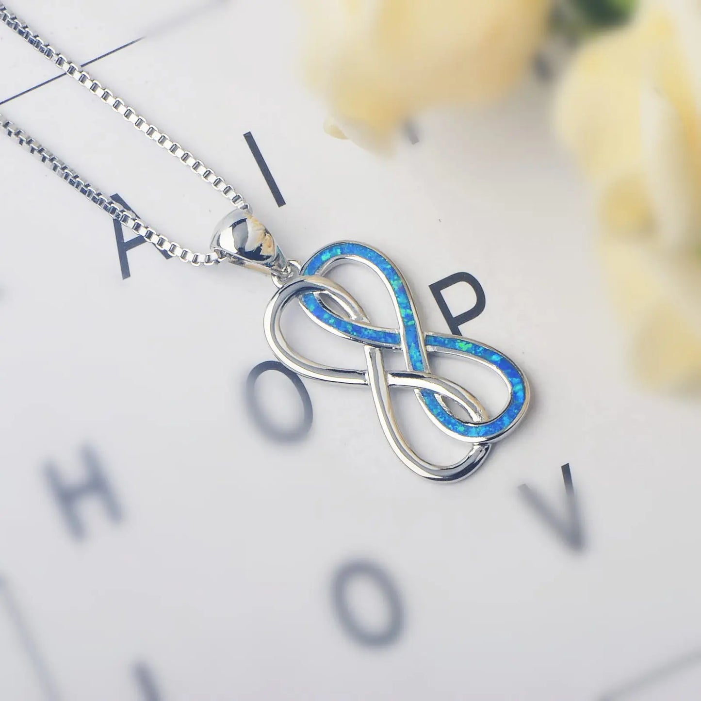TikTok Viral Infinity Opal Necklace | Blue Eternal Love Jewelry - Ins Trendy Bulk Supply